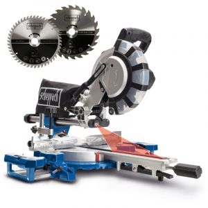 Scheppach - Scie &agrave; onglet radiale HM216SPX - 2000 w - &oslash; 210 mm - 4800 tr/min - 65 cm hauteur de coupe - 34 cm largeur de coupe - Avec laser, supports