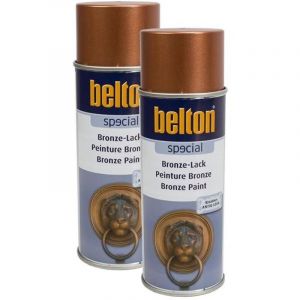 Bombe de peinture - BELTON - Lot de 2 - Effet bronze cuivre - 400ml - Adh&eacute;rence exceptionnelle