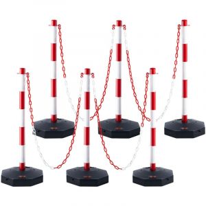 Vevor Poteau de Signalisation 6PCs Poteau de Delimitation sur Socle Remplissable Hauteur Reglable Cone de Signalisation Longue Chaine 2 m pour