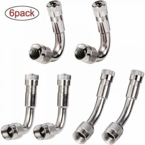 6 Pi&egrave;ces Pneu Valve Rallonge Va, Pneu Valve de Adaptateur, Air Pneu Valve Extension, Pneu Prolongateur Coude de Valve, pour Voiture Moto V&eacute;lo Camion,