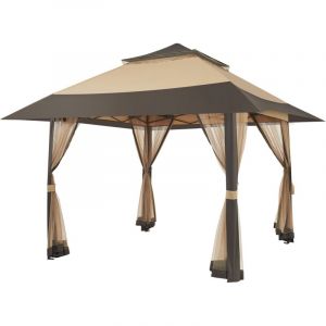 Yaheetech Tonnelle de Jardin avec Toiles Moustiquaires 4 &times; 4 m Gazebo Abri Soleil Tente Pliante Autoportante pour Patio Piscine Terrasse F&ecirc;te