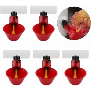 5pcs Volaille Automatique Abreuvoir Portable Distributeur d'eau Tasse Bol d'Eau en Plastique Buveur d'eau pour Oiseau Caille Pigeon Poulet Poule(25mm)