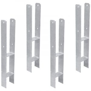 Swanew Ancrage de poteau Support de poteau en h Ancrage de poteau encastré pour abris de voiture. maisons sur pilotis 4x 141MM