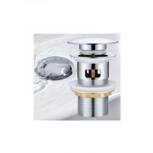 Kcvv - Pop Up Automatique avec Trop Plein Bonde de Vidage Push Open Pour Lavabo en Cuivre Chromé Pop-up évier Lavabo
