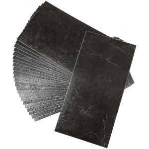 Revêtements de sol en pvc autocollant, sol pvc Auto-Adhésifs 24 Pièces 60 x 30 cm, Carreaux de sol imperméables Pour salon, cuisine, bureau, Noir