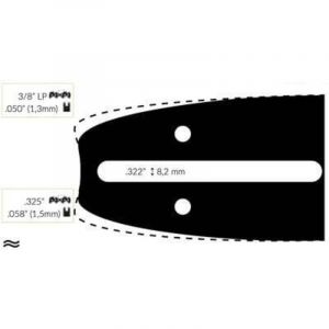 Guide Chaine Tron&ccedil;onneuse Homelite 40cm 3/8 Lp .050 (1,3mm).