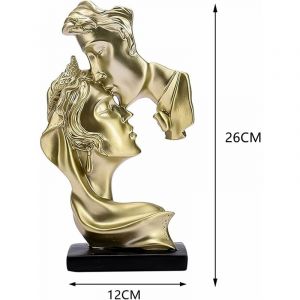 Statue de Couple créative en Forme de Baiser - Statue en Or Résine Baisers Amant Sculpture Bureau Art Moderne Figure Décoration de Table pour Le