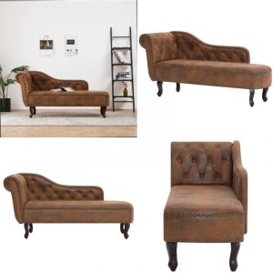 Chaise longue Marron Similicuir daim - Chaises Longues - Fauteuil Relax - Mobilier Salon - Chaise Lounge Cuir - Canap&eacute; Lit - Home & Living