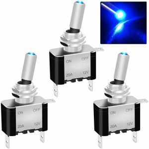 5 pi&egrave;ces interrupteur &agrave; bascule 12V 20A ON/OFF 2 Positions 3 Broches SPST interrupteur 12V Interrupteur &agrave; Levier,pour Bateau Auto Camion ASW-07DR,LED