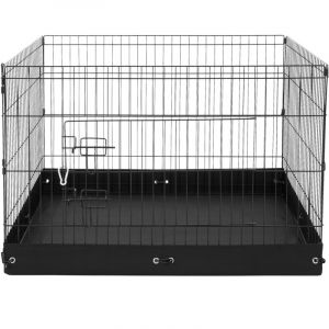 Mophorn - Parc pour chien , 4 panneaux m&eacute;talliques 24 x 36 pouces, parc d'exercice pliable pour animaux de compagnie, avec porte et coussin inf&eacute;rieur