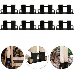 Vingo - swanew 8x Aide à l'empilage du bois acier enduit, noir, abri en bois bricolage pour bois équarri, stockage du bois 8 pièces