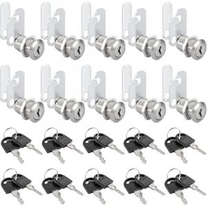 Lot de 10 Serrures Bo&icirc;te aux Lettres, 25mm Serrure Armoire Metallique, Barillet Boite aux Lettres en Alliage de Zinc avec 20 Cl&eacute;s pour Tiroir,