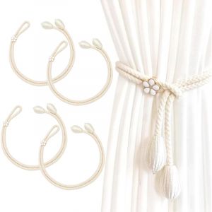 Embrasses de rideaux 4 pi&egrave;ces, embrasses de rideaux pour grosses perles, embrasses de rideaux en coton faites main, attaches de rideaux, embrasses de