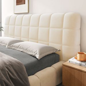 160cm Blanc Housse De T&ecirc;te De Lit Moderne en Velours Lavable pour Lit Simple King Size Double Protection Compl&egrave;te &Eacute;paisse Coussin Doux AntiPoussi&egrave;re
