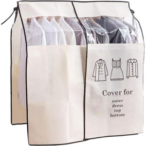 Housse Prot&egrave;ge Housses de V&ecirc;tements 120 &times; 120cm Beige Housse de Anti-Poussi&egrave;re Protection Portant Universelle Garment Covers pour Tringle &agrave; V&ecirc;tements