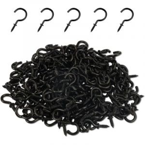 200 Pi&egrave;ces Crochets &agrave; Visser Noir, 1/2 Pouce Piton &agrave; Visser, Crochets &agrave; Vis en M&eacute;tal, Petit Crochet a Visser, Plafond Vis, Crochet Vis pour Accrocher