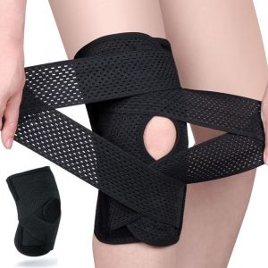 Genouill&egrave;re avec stabilisateurs lat&eacute;raux, genouill&egrave;re de compression professionnelle, genouill&egrave;re r&eacute;glable, soulagement de la douleur du m&eacute;nisque