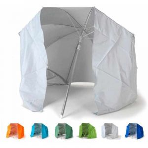 Parasol de plage portable moto pliable l&eacute;ger tente 200 cm Piuma - Blanc - Argent