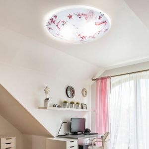 Globo - Plafonnier chambre d'enfant rose fille licorne Lampe de plafond pour enfants, métal, 2x E27 douilles, DxH 40x10 cm