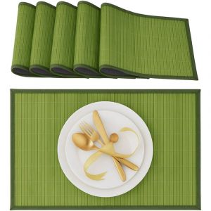 Set de table, 6 dessous, rectangulaire, 45 x 30 cm, pour la salle à manger ou la cuisine, vert - Relaxdays