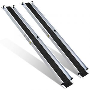 Randaco Rampe pour fauteuil roulant Rampe de chargement 2x Pliable Alu Surface Antid&eacute;rapante 152 cm 300KG