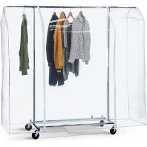 BIG Grande Housse de Protection pour Portant &agrave; V&ecirc;tements, 152x180x50 cm, Plastique Waterproof Transparent, Ouverture et Fermeture Faciles, Portant