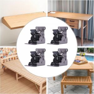 Charni&egrave;re de pied de table pliante 4pcs, serrure pliante autobloquante, convient pour le Bureau pliant, table &agrave; manger prolong&eacute;e, table d'ordinateur