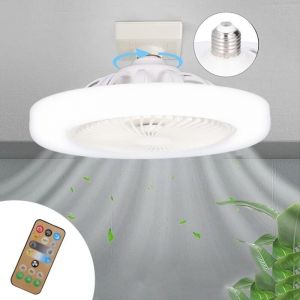 Ventilateurs de Plafond avec T&eacute;l&eacute;commande, 36W Ventilateur de Plafond 9,8 Pouces Petite Lampe de Ventilateur LED Silencieuse E27 pour Chambre 86‑265V