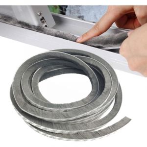 Joint Brosse Porte, 10 M(L) x 9 mm(B) x 5 mm(D), Gris, Joint Fenetrepour Lsolation Phonique Porte, Joint Brosse Adhesif, Joint Brosse Porte