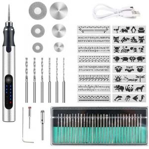 ZVD - Stylo Graveur &Eacute;lectrique San Fil, usb Rechargeable Trousse &agrave; Outils De Gravure, Mini Outil Graver, Graveur Rotatif de Bricolage Portable Pour