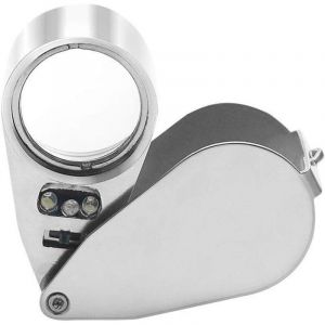 40X Loupe Bijoutier Loupe de Poche Pliable Loupe &Eacute;clairante avec Lumi&egrave;re LED et UV Lampe