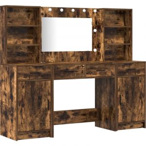 Ensemble de Coiffeuse 3 Pièces en Chêne Fumé en Bois d'Ingénierie vidaXL