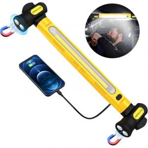 Lumi&egrave;re de travail m&eacute;canique sous barre de lumi&egrave;re de travail du capot avec crochets - 3200LM 6000mAh lampe de travail magn&eacute;tique portable