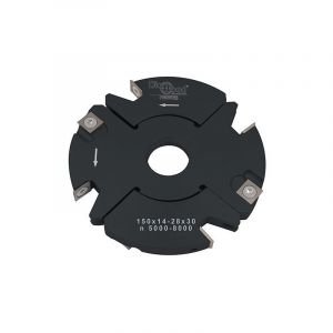 Porte-outils de toupie à feuillurer et tenonner d. 150 x Al. 30 x Ep. 14 à 28 mm - Outil professionnel avec plaquettes carbure pour feuillure et