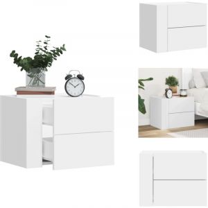 Table de chevet murale blanc 45x30x35 cm - Table De Chevet Murale - Meuble De Chambre - Armoire Suspendue - Rangement Mural - Table De Nuit Blanche