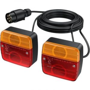 Lot de 2 Feu Remorque Arriere Kit de Montage de Feu Arri&egrave;re de Remorque Connecteur Europ&eacute;en avec C&acirc;ble Long 7,5 m et Connecteur 7 Broches E-mark pour