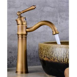 Robinet Lavabo R&eacute;tro,Pivotant Robinet Salle de Bain, Mitigeur Lavabo en Laiton, Mitigeur Salle de Bain avec Valve en C&eacute;ramique Neuve, Dor&eacute;e A
