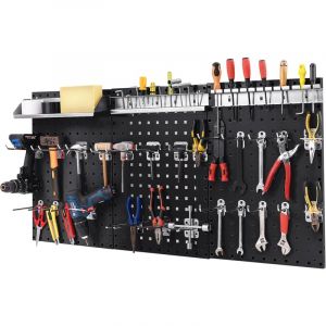 Costway - Organiseur Mural en Panneau Perforé, Kit de Rangement d'Outils en Métal avec 3 Panneaux Perforés 28 Accessoires de Suspension, Porte-outils