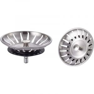 2 Pièces Bouchon Evier Cuisine INOX - Filtre Evier Universel (Dia: 78MM), Bonde Evier avec 18 Fentes, Grille Evier Antiblocage, Panier pour Evier
