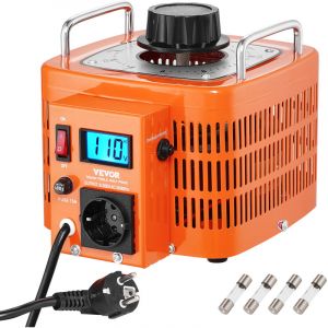 VEVOR Transformateur de tension variable auto 3000 VA, 10 A, entree 230 V, sortie 0-300 V, regulateur de tension AC LCD 4 fusibles, interrupteur de