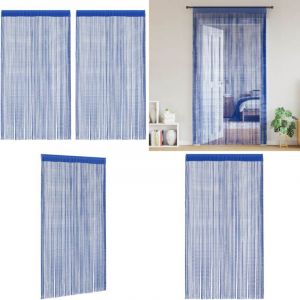 Rideau en fils 2 pcs 100 x 250 cm Bleu - Rideaux Bleus - Rideaux Décoration Intérieure - Rideaux Salon - Rideaux Chambre - Rideaux Facile À Installer