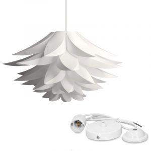 Lampe design lotus - Abat-jour xl &agrave; monter - Luminaire iq plafond - Ensemble avec montage plafonnier c&acirc;ble 90cm douille E27-50 pcs