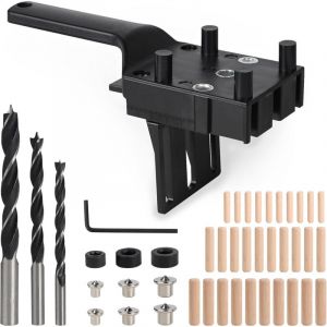 Guide de Percage R&eacute;glable Gabarit de Percage Charniere Gabarit de Trou de Poche 6/8/10mm Guide de Menuiserie de Percage Gabarit de Goujon Guide de