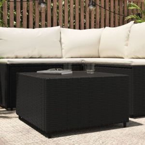 Bonnevie - Table basse Table d'appoint pour Salon Chambre - de jardin Carré Noir 50x50x30 cm Résine tressée BV995475 - Noir