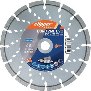 Norton - Disque à tronçonner diamant euro.zml ø 125 hauteur de segment 12 mm épaisseur 2,2 mm alésage 22,2 mm