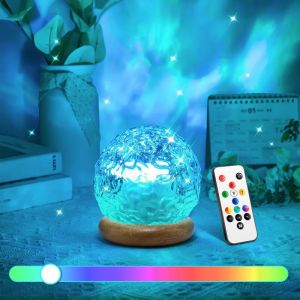 Lampe Projecteur Effet Aurore Vague Oc&eacute;an, Veilleuse Cristal avec T&eacute;l&eacute;commande & Minuterie, Lumi&egrave;re Ambiance Ondulation Eau 16 Couleurs, Projecteur