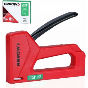 Agrafeuse Murale, Agrafeuse Légère pour Bois avec 1000 Agrafes JT21, Pistolet à Agrafes pour Travaux Manuels, Tissus, Bricolage, Ménage - Arrow