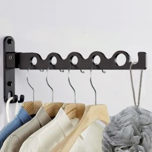 Noir &Eacute;tendoir Mural, Cintre Mural Support de S&eacute;chage Pliable Crochet Cintre pour Balcon Rotation 90&deg; Porte-v&ecirc;tements Pliable Mural pour Salle Bain,