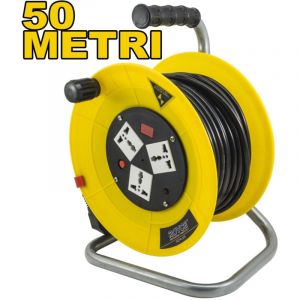 Enrouleur De C&acirc;ble &eacute;lectrique Rallonge Prise Schuko 3 Prises C&acirc;ble 50 M M&egrave;tres Rcr-50