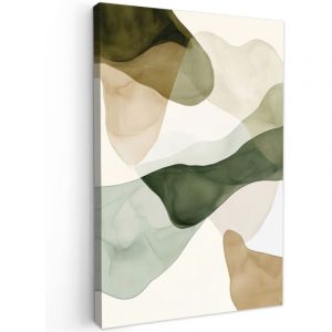 TABLEAU SUR TOILE Japandi - Abstrait - Vert Tableaux Art D&eacute;coratif 80x120 cm